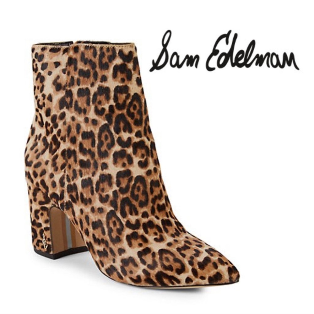 Sam Edelman cheetah print cow hair boots